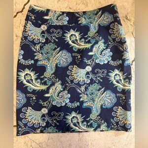 J.McLaughlin mini skirt size 6 - navy / dark blue paisley pattern